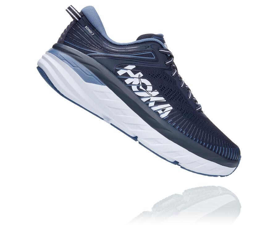 Hoka Australia One One Bondi 7 - Mens Running Shoes Navy - JTGAW-2463